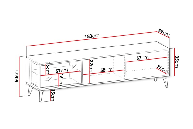 Akinari TV-taso 180 cm - Ruskea / Beige - Huonekalut - TV- & Mediakalusteet - Tv taso & Mediataso