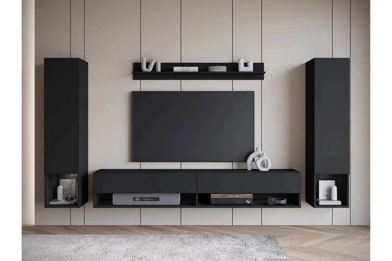 Amadeo TV-huonekalusetti - Musta - Huonekalut - TV- & Mediakalusteet - TV-kalustepaketti
