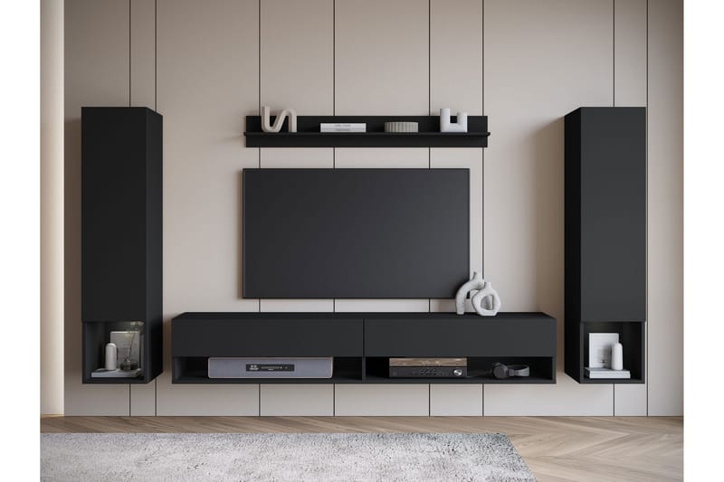 Amadeo TV-huonekalusetti - Musta - Huonekalut - TV- & Mediakalusteet - TV-kalustepaketti