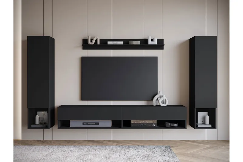 Amadeo TV-huonekalusetti - Musta - Huonekalut - TV- & Mediakalusteet - TV-kalustepaketti
