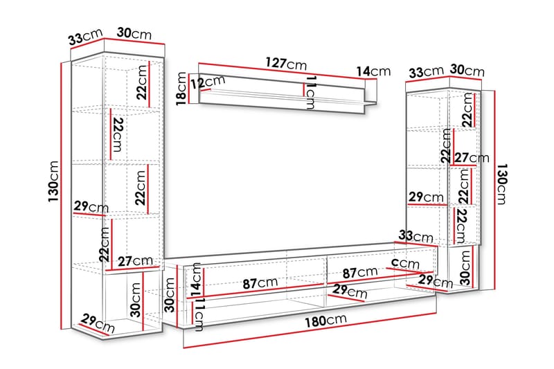Amadeo TV-huonekalusetti - Ruskea / Valkoinen - Huonekalut - TV- & Mediakalusteet - TV-kalustepaketti