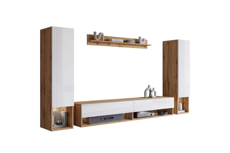 Amadeo TV-huonekalusetti, Ruskea / Valkoinen