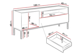 Amelus TV-taso 150 cm - Cashmere - Huonekalut - TV- & Mediakalusteet - Tv taso & Mediataso