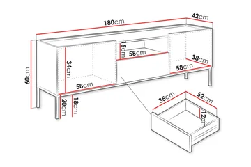 Amelus TV-taso 180 cm - Ruskea - Huonekalut - TV- & Mediakalusteet - Tv taso & Mediataso