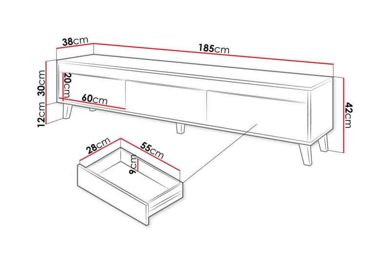 Amshyttan TV-taso 185 cm - Ruskea - Huonekalut - TV- & Mediakalusteet - Tv taso & Mediataso