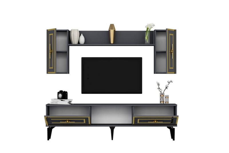 Barriet TV-kalustesarja 150x29,6 cm - Antrasiitti - Huonekalut - TV- & Mediakalusteet - TV-kalustepaketti