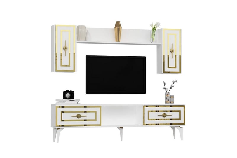 Barriet TV-kalustesarja 150x29,6 cm - Valkoinen - Huonekalut - TV- & Mediakalusteet - TV-kalustepaketti