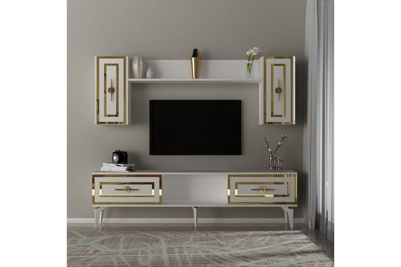Barriet TV-kalustesarja 150x29,6 cm - Valkoinen - Huonekalut - TV- & Mediakalusteet - TV-kalustepaketti