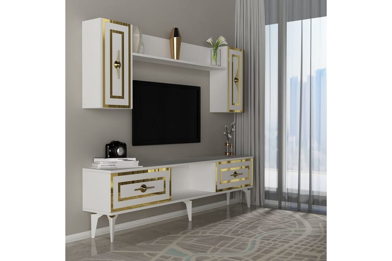 Barriet TV-kalustesarja 150x29,6 cm - Valkoinen - Huonekalut - TV- & Mediakalusteet - TV-kalustepaketti