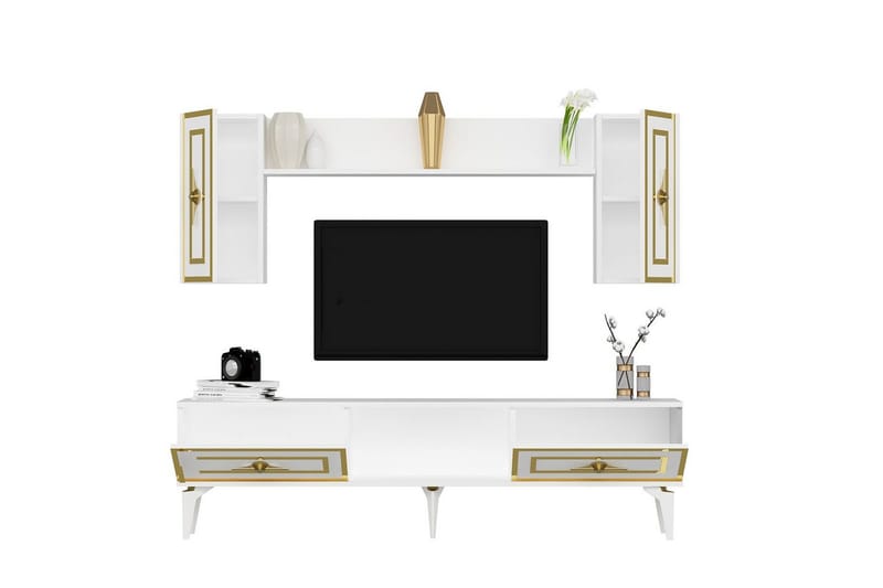 Barriet TV-kalustesarja 150x29,6 cm - Valkoinen - Huonekalut - TV- & Mediakalusteet - TV-kalustepaketti