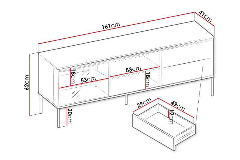 Basici Tv-Taso 167x41 cm - Ruskea - Huonekalut - TV- & Mediakalusteet - Tv taso & Mediataso
