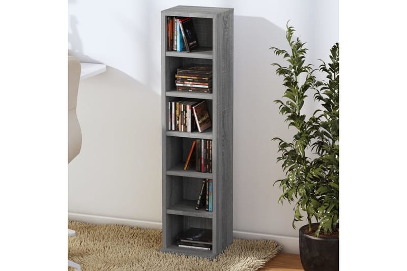 beBasic CD-hylly harmaa Sonoma 21x20x88 cm tekninen puu - Harmaa - Huonekalut - TV- & Mediakalusteet - CD-hylly & DVD-hylly