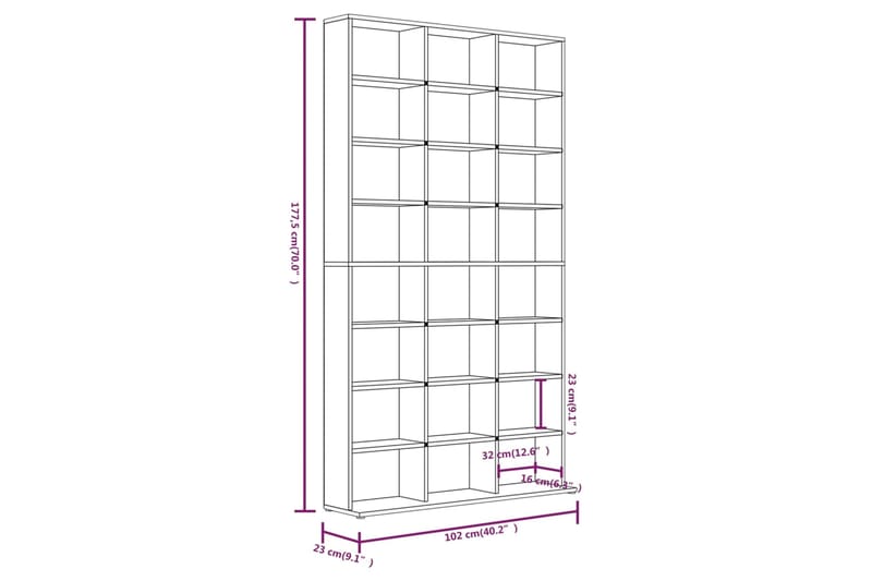 beBasic CD-hylly ruskea tammi 102x23x177,5 cm tekninen puu - Ruskea - CD-hylly & DVD-hylly