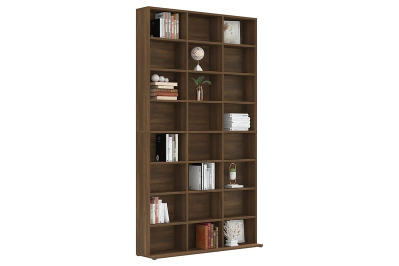 beBasic CD-hylly ruskea tammi 102x23x177,5 cm tekninen puu - Ruskea - Huonekalut - TV- & Mediakalusteet - CD-hylly & DVD-hylly