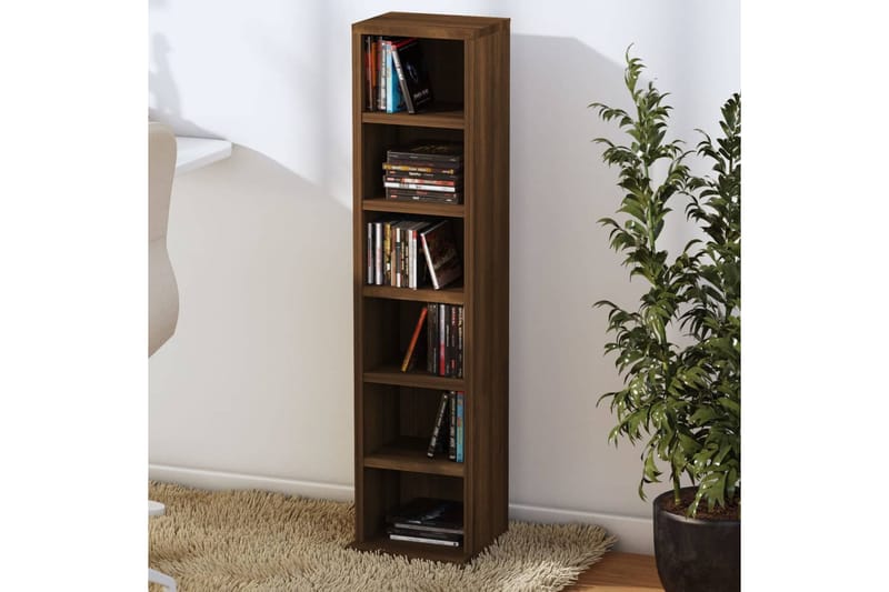 beBasic CD-hylly ruskea tammi 21x20x88 cm tekninen puu - Ruskea - Huonekalut - TV- & Mediakalusteet - CD-hylly & DVD-hylly