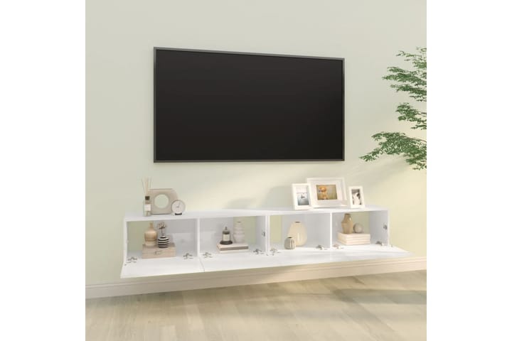 beBasic TV-kaapit 2 kpl korkeakiilto valk. 100x30x30 cm tekninen puu - Valkoinen - Tv taso & Mediataso