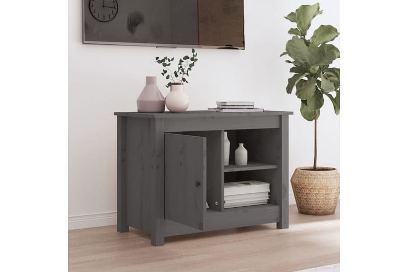 beBasic TV-kaappi harmaa 70x36,5x52 cm täysi mänty - Harmaa - Huonekalut - TV- & Mediakalusteet - Tv taso & Mediataso