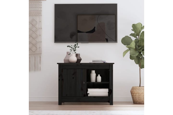 beBasic TV-kaappi musta 70x36,5x52 cm täysi mänty - Musta - Tv taso & Mediataso