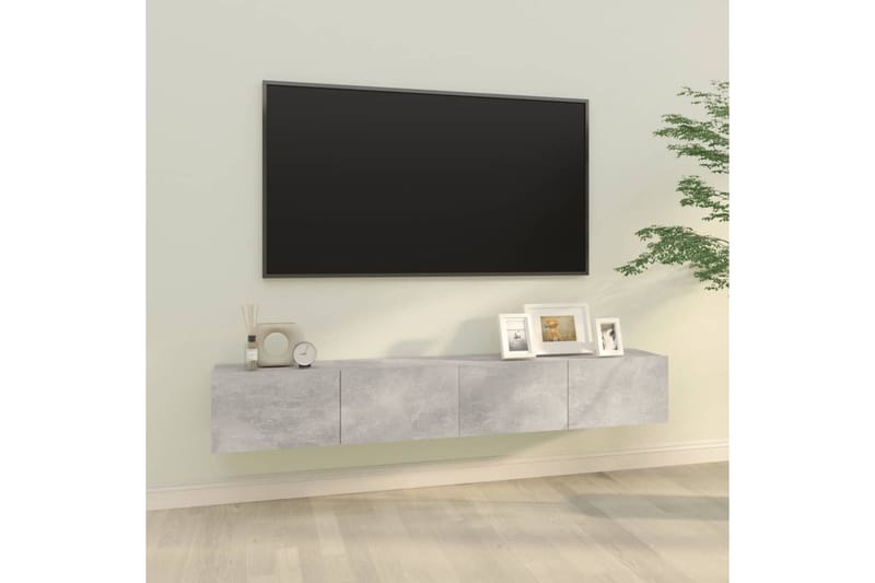 beBasic TV-seinäkaapit 2 kpl betoninharmaa 100x30x30 cm tekninen puu - Harmaa - Tv taso & Mediataso