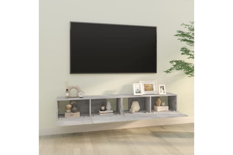 beBasic TV-seinäkaapit 2 kpl betoninharmaa 100x30x30 cm tekninen puu - Harmaa - Huonekalut - TV- & Mediakalusteet - Tv taso & Mediataso