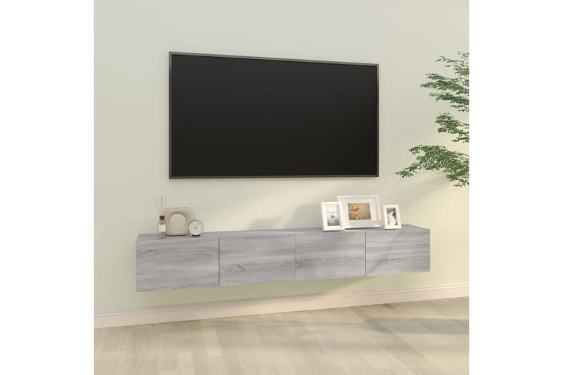 beBasic TV-seinäkaapit 2 kpl harmaa Sonoma 100x30x30 cm tekninen puu - Harmaa - Tv taso & Mediataso