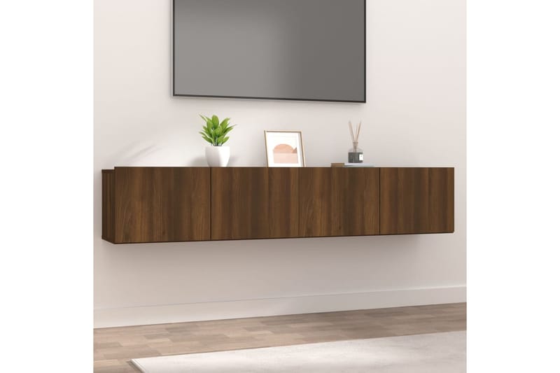 beBasic TV-seinäkaapit 2 kpl ruskea tammi 80x30x30 cm tekninen puu - Ruskea - Huonekalut - TV- & Mediakalusteet - Tv taso & Mediataso