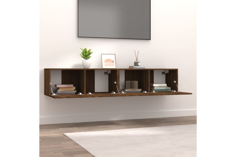 beBasic TV-seinäkaapit 2 kpl ruskea tammi 80x30x30 cm tekninen puu - Ruskea - Huonekalut - TV- & Mediakalusteet - Tv taso & Mediataso