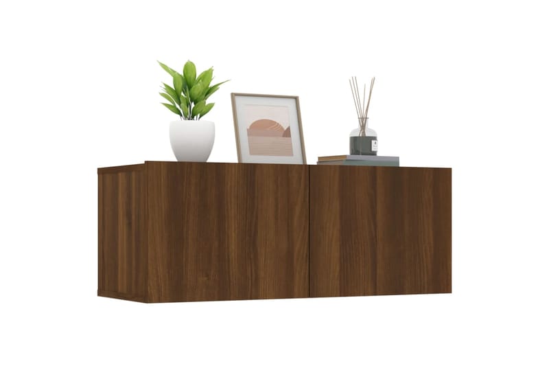 beBasic TV-seinäkaapit 2 kpl ruskea tammi 80x30x30 cm tekninen puu - Ruskea - Huonekalut - TV- & Mediakalusteet - Tv taso & Mediataso