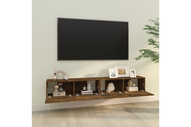 beBasic TV-seinäkaapit 2 kpl savutammi 100x30x30 cm tekninen puu - Ruskea - Huonekalut - TV- & Mediakalusteet - Tv taso & Mediataso