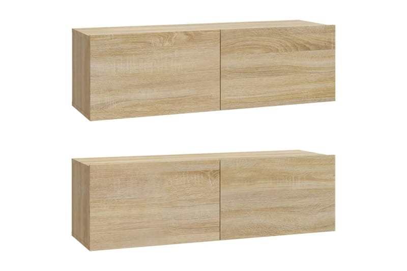 beBasic TV-seinäkaapit 2 kpl Sonoma-tammi 100x30x30 cm tekninen puu - Ruskea - Huonekalut - TV- & Mediakalusteet - Tv taso & Mediataso