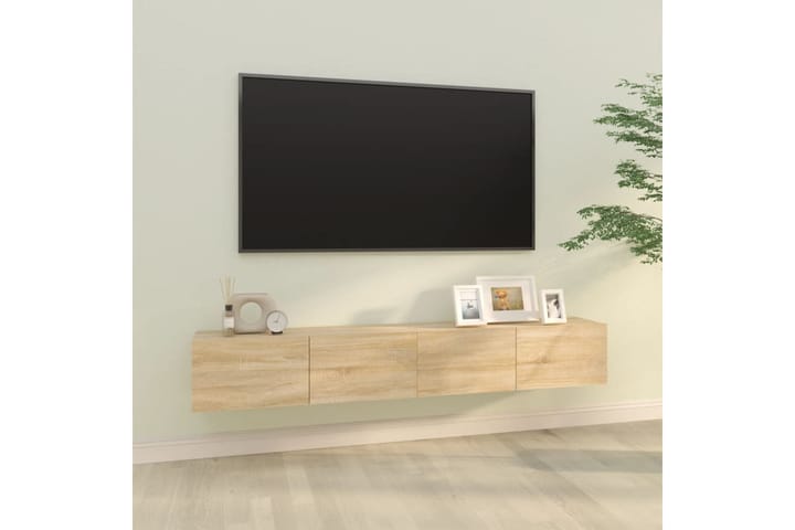beBasic TV-seinäkaapit 2 kpl Sonoma-tammi 100x30x30 cm tekninen puu - Ruskea - Tv taso & Mediataso