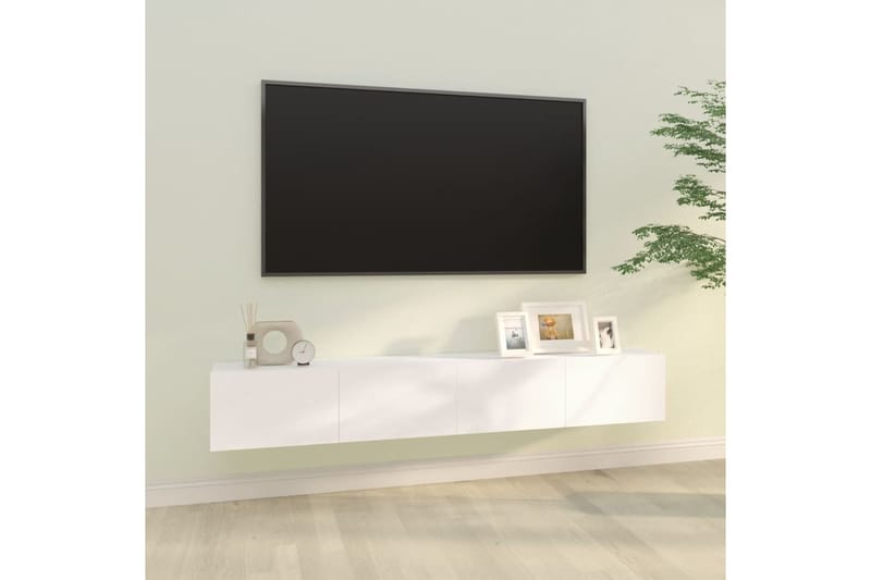 beBasic TV-seinäkaapit 2 kpl valkoinen 100x30x30 cm tekninen puu - Valkoinen - Huonekalut - TV- & Mediakalusteet - Tv taso & Mediataso