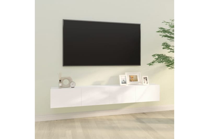 beBasic TV-seinäkaapit 2 kpl valkoinen 100x30x30 cm tekninen puu - Valkoinen - Tv taso & Mediataso