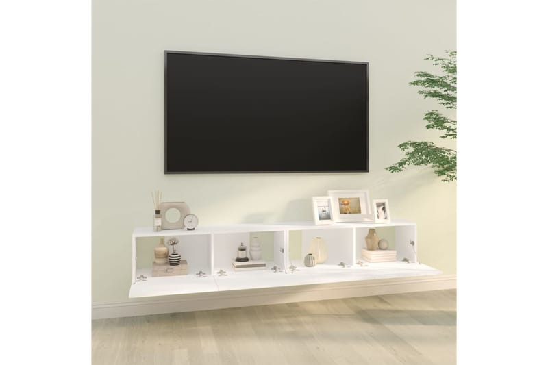 beBasic TV-seinäkaapit 2 kpl valkoinen 100x30x30 cm tekninen puu - Valkoinen - Huonekalut - TV- & Mediakalusteet - Tv taso & Mediataso