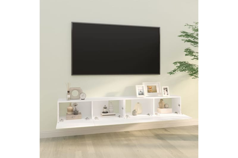 beBasic TV-seinäkaapit 2 kpl valkoinen 100x30x30 cm tekninen puu - Valkoinen - Tv taso & Mediataso