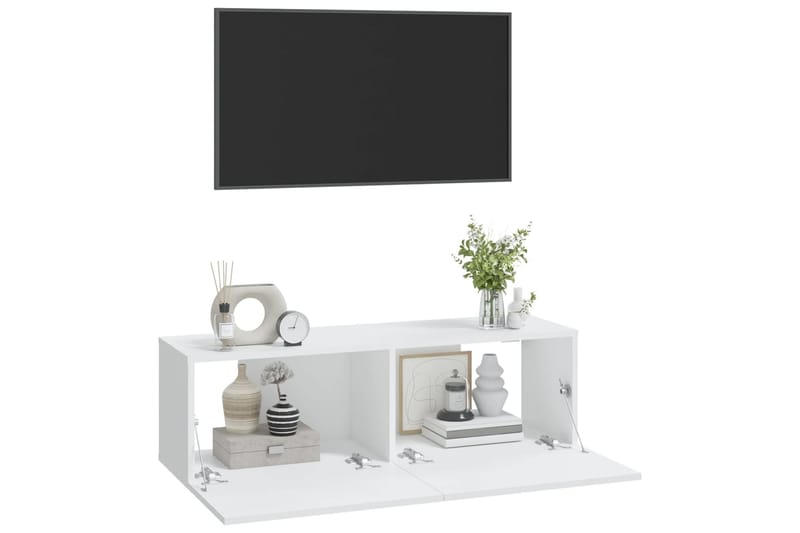 beBasic TV-seinäkaapit 2 kpl valkoinen 100x30x30 cm tekninen puu - Valkoinen - Huonekalut - TV- & Mediakalusteet - Tv taso & Mediataso