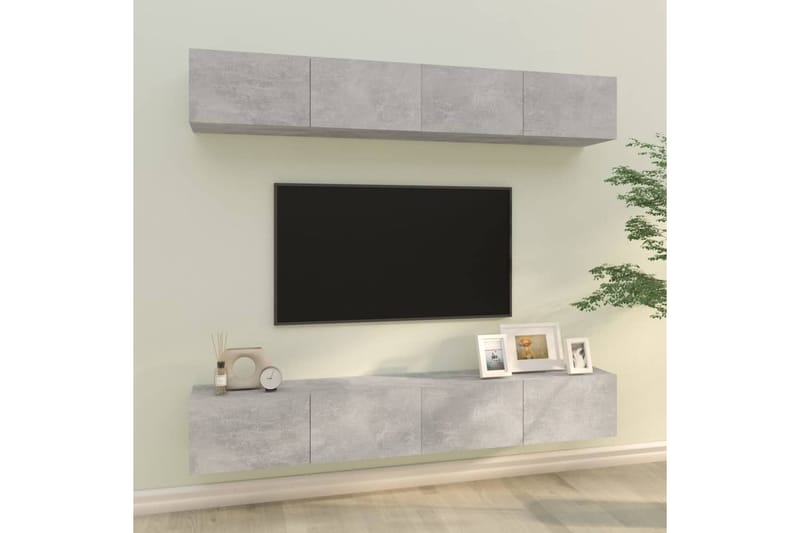 beBasic TV-seinäkaapit 4 kpl betoninharmaa 100x30x30 cm - Harmaa - Tv taso & Mediataso