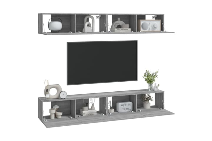 beBasic TV-seinäkaapit 4 kpl harmaa Sonoma 100x30x30 cm - Harmaa - Tv taso & Mediataso