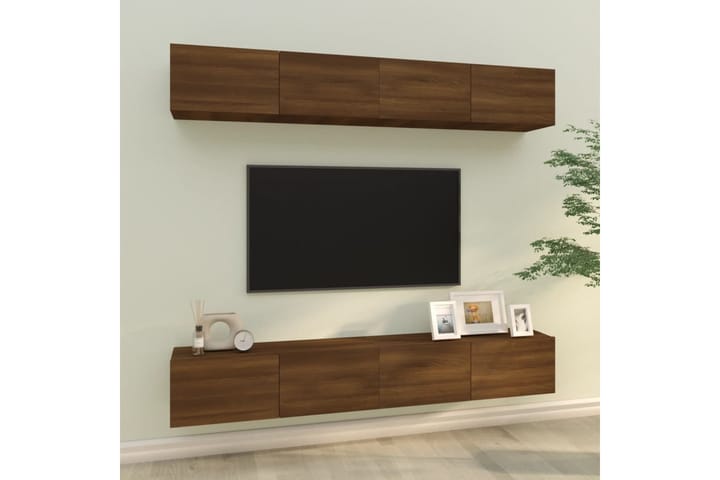 beBasic TV-seinäkaapit 4 kpl ruskea tammi 100x30x30 cm - Ruskea - Tv taso & Mediataso