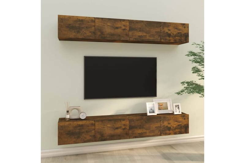 beBasic TV-seinäkaapit 4 kpl savutammi 100x30x30 cm - Ruskea - Huonekalut - TV- & Mediakalusteet - Tv taso & Mediataso
