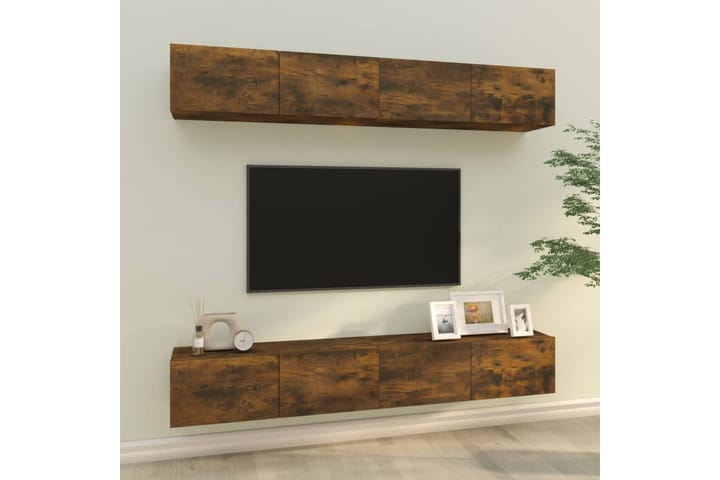 beBasic TV-seinäkaapit 4 kpl savutammi 100x30x30 cm - Ruskea - Tv taso & Mediataso