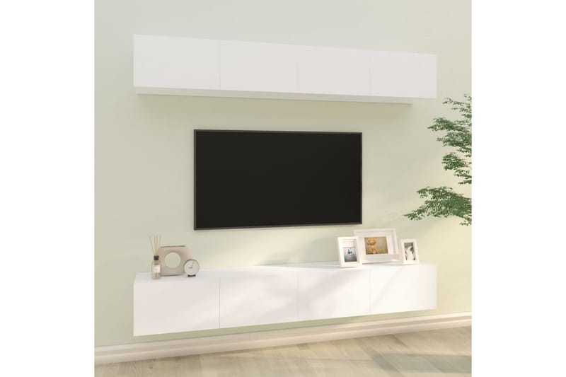 beBasic TV-seinäkaapit 4 kpl valkoinen 100x30x30 cm - Valkoinen - Huonekalut - TV- & Mediakalusteet - Tv taso & Mediataso