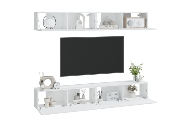 beBasic TV-seinäkaapit 4 kpl valkoinen 100x30x30 cm - Valkoinen - Huonekalut - TV- & Mediakalusteet - Tv taso & Mediataso