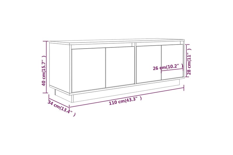 beBasic TV-taso 110x34x40 cm täysi mänty - Ruskea - Tv taso & Mediataso