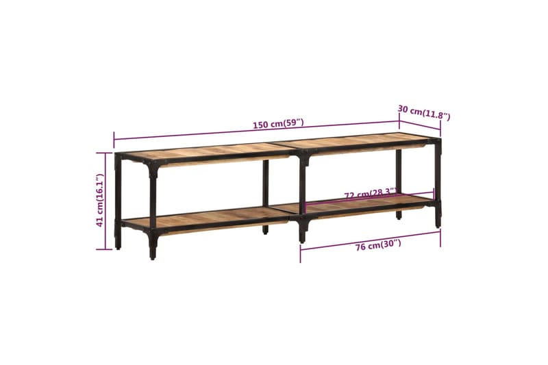 beBasic TV-taso 150x30x41 cm täysi mangopuu - Ruskea - Huonekalut - TV- & Mediakalusteet - Tv taso & Mediataso