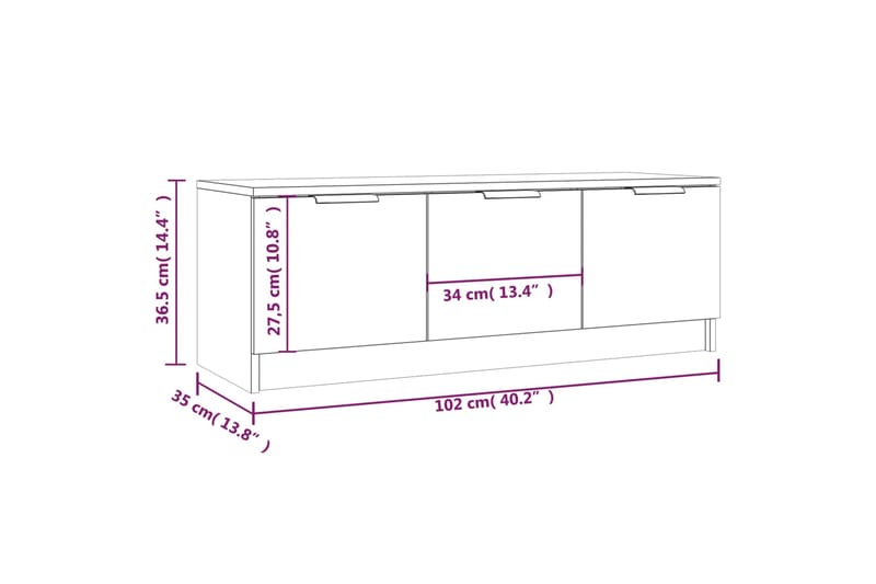 beBasic TV-taso betoninharmaa 102x35x36,5 cm tekninen puu - Harmaa - Huonekalut - TV- & Mediakalusteet - Tv taso & Mediataso