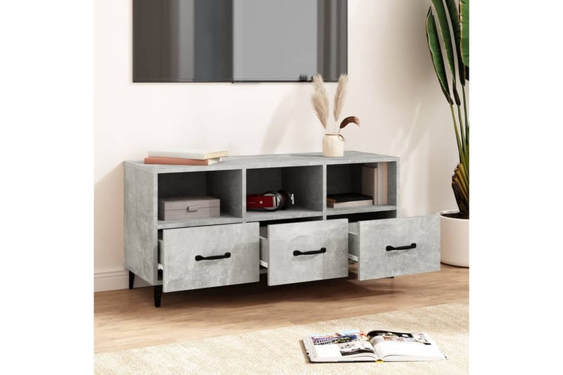 beBasic TV-taso betoninharmaa 102x35x50 cm tekninen puu - Harmaa - Huonekalut - TV- & Mediakalusteet - Tv taso & Mediataso