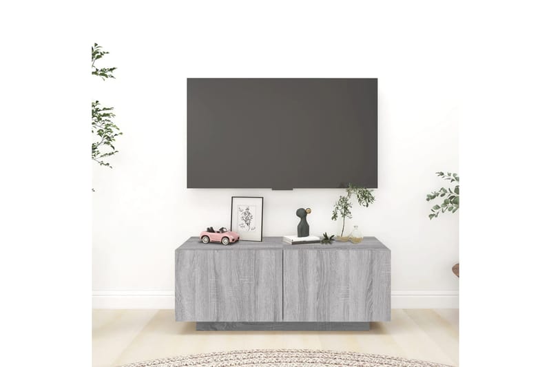 beBasic TV-taso harmaa Sonoma 100x35x40 cm tekninen puu - Harmaa - Huonekalut - TV- & Mediakalusteet - Tv taso & Mediataso
