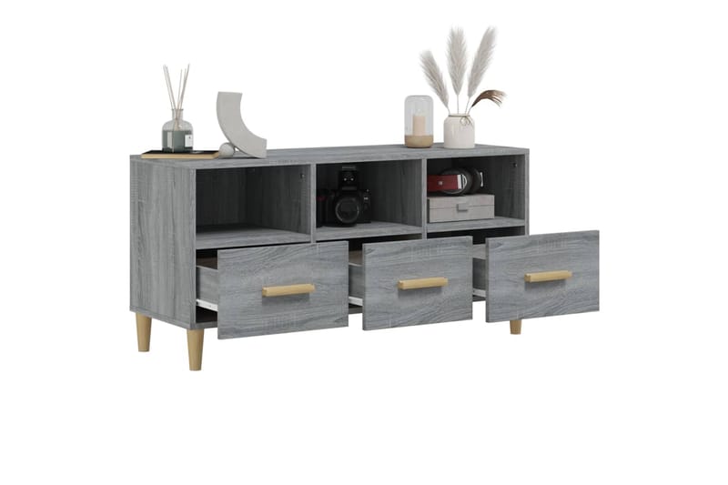 beBasic TV-taso harmaa Sonoma 102x36x50 cm tekninen puu - Harmaa - Huonekalut - TV- & Mediakalusteet - Tv taso & Mediataso