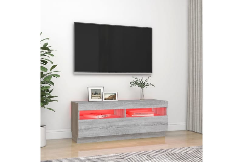 beBasic TV-taso LED-valoilla harmaa Sonoma 100x35x40 cm - Harmaa - Huonekalut - TV- & Mediakalusteet - Tv taso & Mediataso